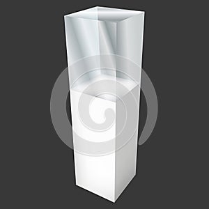 Empty glass showcase for exhibit. 3d vector.