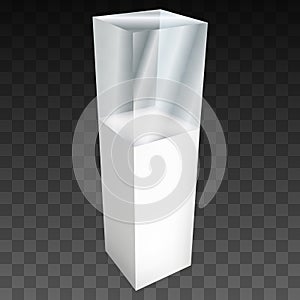 Empty glass showcase for exhibit. 3d vector.