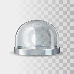 Empty glass showcase on transparent background. Mockup object