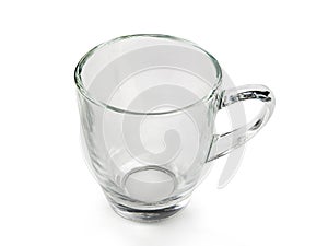 Empty glass tea cup. Isolated on white background