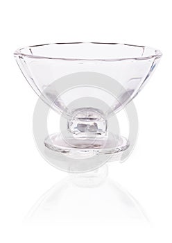 Empty glass vase for ice-cream or dessert