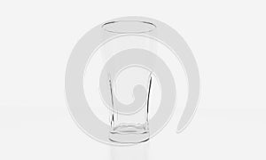 Empty glass on white background with  reflection . It clear and purity .  3D Rendering