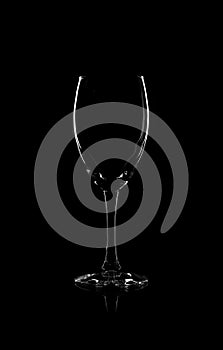 Empty glass for a wine on black background