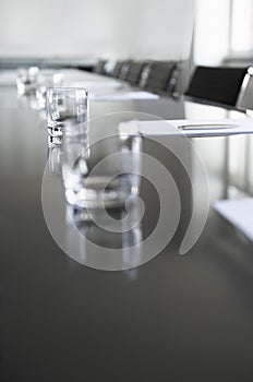 Empty Glasses On Conference Table