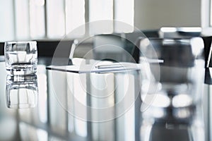 Empty Glasses On Conference Table
