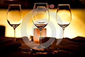 Empty glasses in restaurant