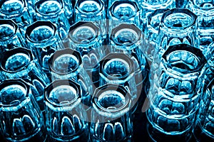 Empty glasses in row for water