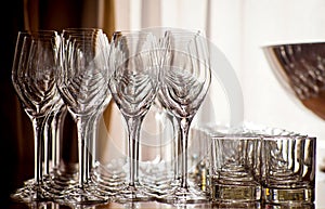 Empty glasses setting in restaurant