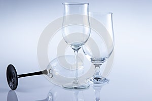 empty glasses for wine and beer isolated