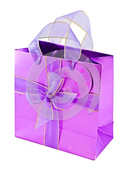 Empty glossy pink gift bag