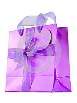 Empty glossy pink gift bag