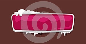 Empty Glossy Web Push Button covered Snow Vector