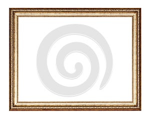 Empty golden carved wooden picture frame