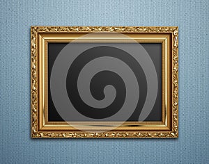 Empty golden vintage frame