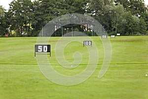 Empty Golf Ball Baskets at Driving Range