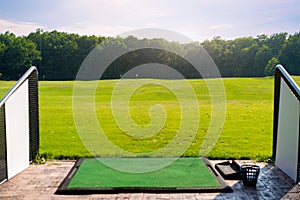 Empty Golf driving range summers sunny day