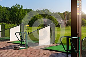 Empty Golf driving range summers sunny day