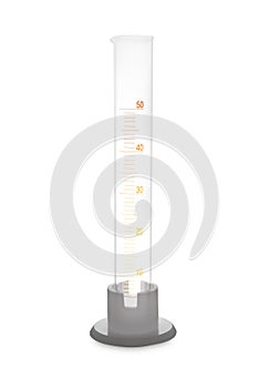 Empty graduated cylinder isolated on white. Laboratory glassware