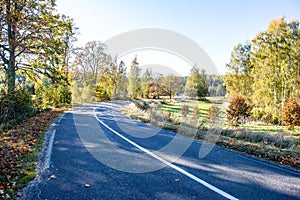 empty gravel road in autumn
