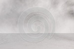 Empty gray deck table with plaster textured background