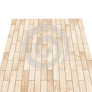 Empty gray wooden tabletop, vertical planks on white background