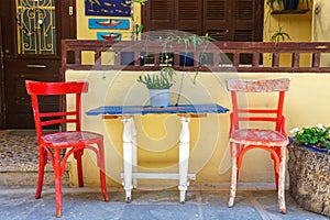 Empty greek cafe on Crete