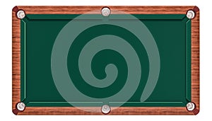 Empty green billiard table, top view. 3D rendering