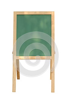 Empty Green board with wooden frame on white background.