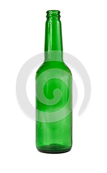 Empty green bottle beer isolated on the white