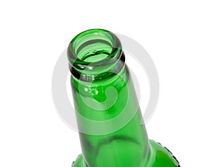 Empty green bottle beer isolated on the white