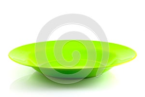 Empty green bowl  on white background
