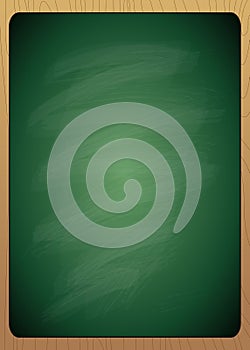 Empty green chalk board with wooden frame