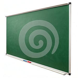 Empty green chalkboard isolated on white background photo