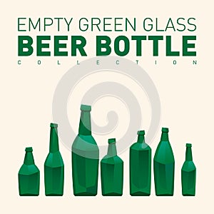 Empty green glass beer bottles