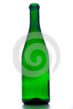 Empty green glass bottle