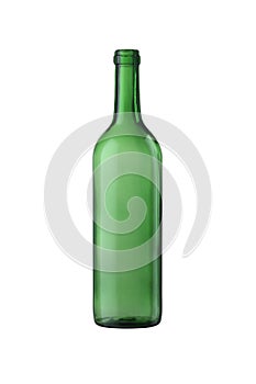 Empty green glass wine bottle