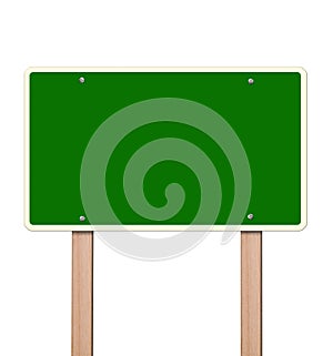 Empty green highway sign