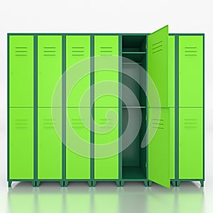 Empty green lockers