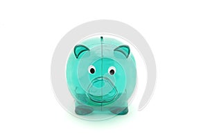 Empty green piggy bank