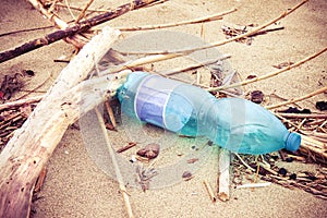 Empty green plastic bottle