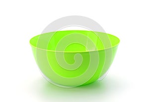 Empty green plastic bowl isolated on white background