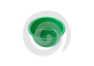 Empty green plastic deep dish isolated on white background