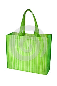 Empty green reusable grocery bag photo