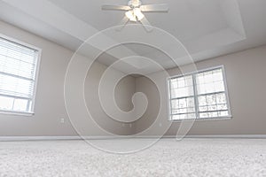 An empty green room with light hardwood floors and a window