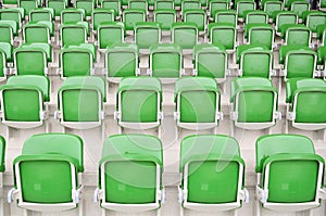 Empty green seats at stadium