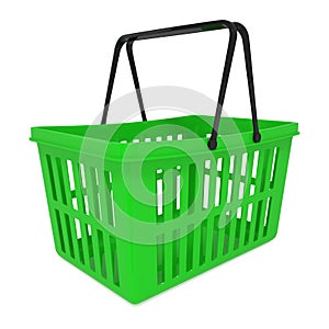 Empty Green Shopping Basket isolated on white