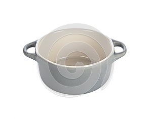 Empty grey bowl isolated on white