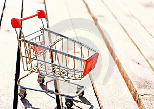 Empty grocery shopping trolley outdoors