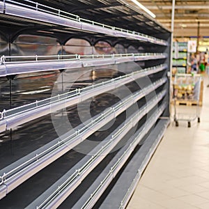Empty grocery store shelves amid coronavirus hype