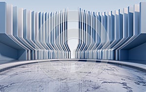 Empty ground with creative geometric structure background, 3d rendering